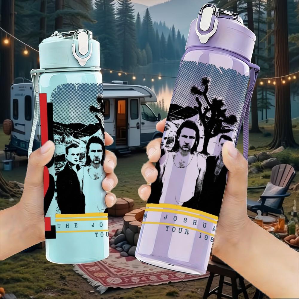 1PC U2 Black Band 750ml sports water bottle leakproof straw lid outdoor office home