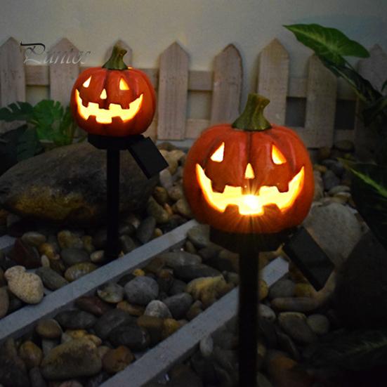 Солнечный тыквенный фонарь, водонепроницаемый, дорожка, тыква-призрак, светодиодный светильник из смолы, украшение на Хэллоуин, уличный фонарь для садового газона