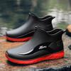 Модные мужские короткие резиновые сапоги, модные водонепроницаемые резиновые сапоги, модная нескользящая кухонная рабочая обувь, теплые низкие водные ботинки