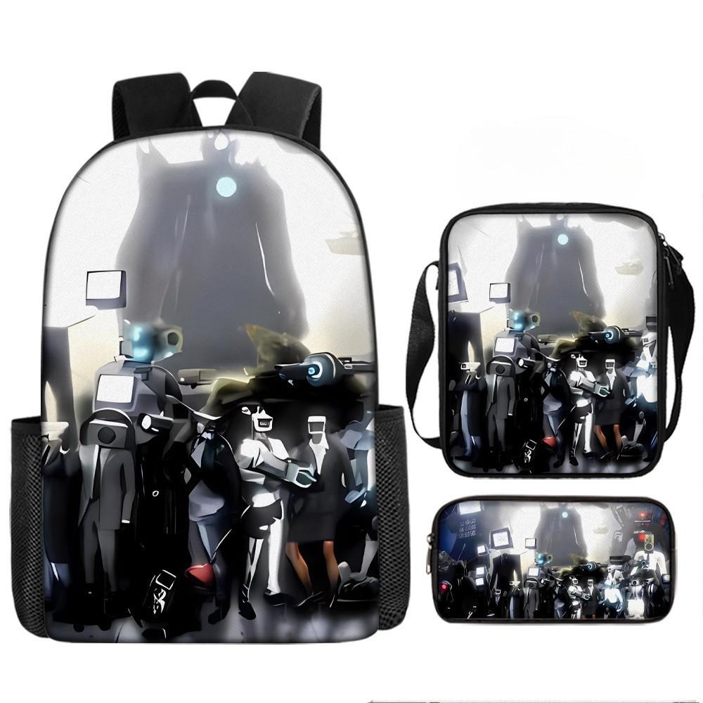 Cartoon Skibidi Toilet Printed Backpack Child Schoolbag Shoulder Bag Pencil Bag