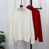 Autumn and Winter New Semi-zipper Knitted Sweater Top Design Sense Loose Sweater Pullover Inside and Outside Women's Wear