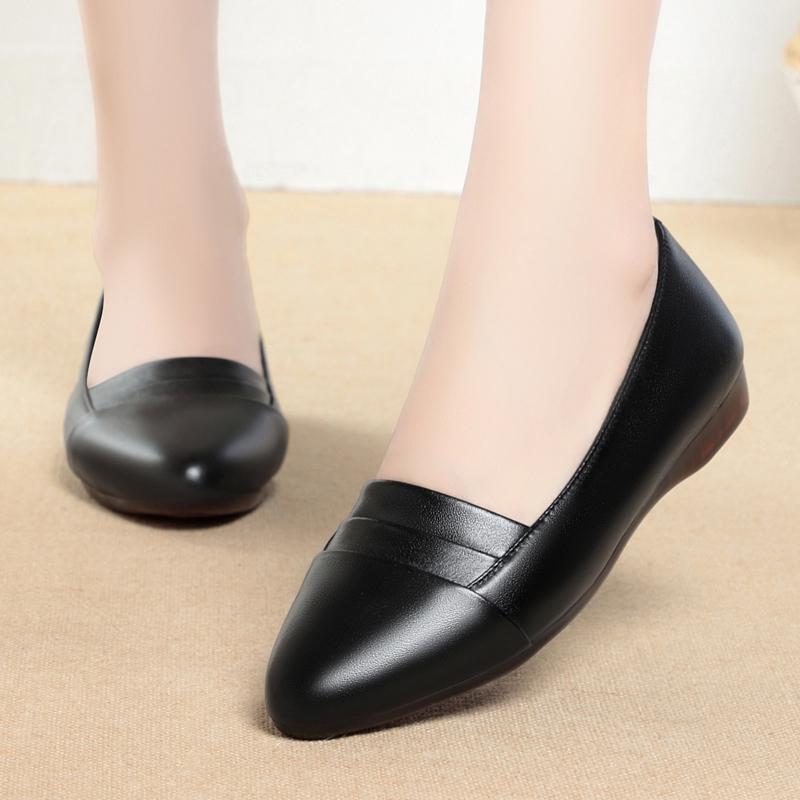 Женская обувь на плоской подошве, женская весенняя обувь из натуральной кожи, женская обувь без шнуровки большого размера для мам среднего возраста