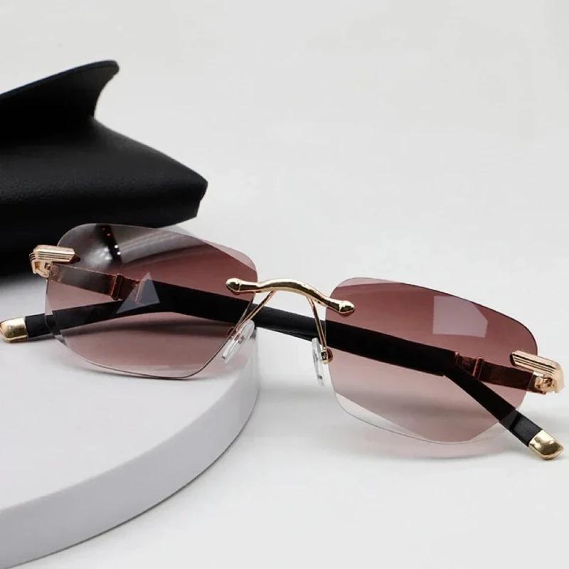 High-definition Tea Lens Reading Eyewear Frameless Diamond Cutting Edge Glasses Anti Blue Light Presbyopia Glasses for Elderly