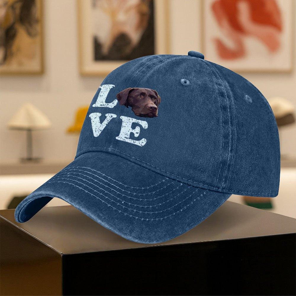 Vintage Washed Baseball Cap with Chocolate Labrador Print Unisex Outdoor Sports Daily Wear