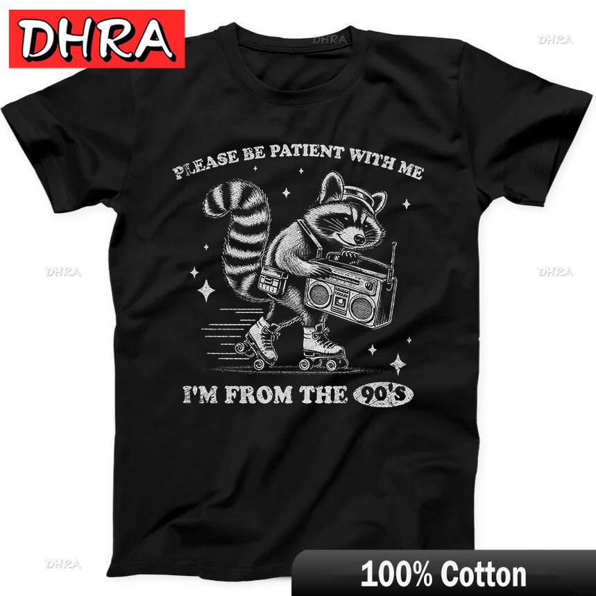 Raccoon 90s Roller Skate and Radio Music Funny Gift Black T Shirt Tees Shirts for Work From Home TShirt Femme Bulgaria Slogan