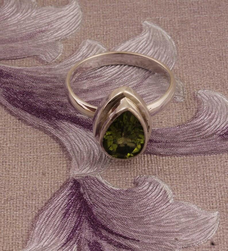 Кольцо из стерлингового серебра 925 пробы с перидотом, кольцо из цельного камня, массивное кольцо с драгоценным камнем, свадебное кольцо, подарок на Рождество, около 4,5 г