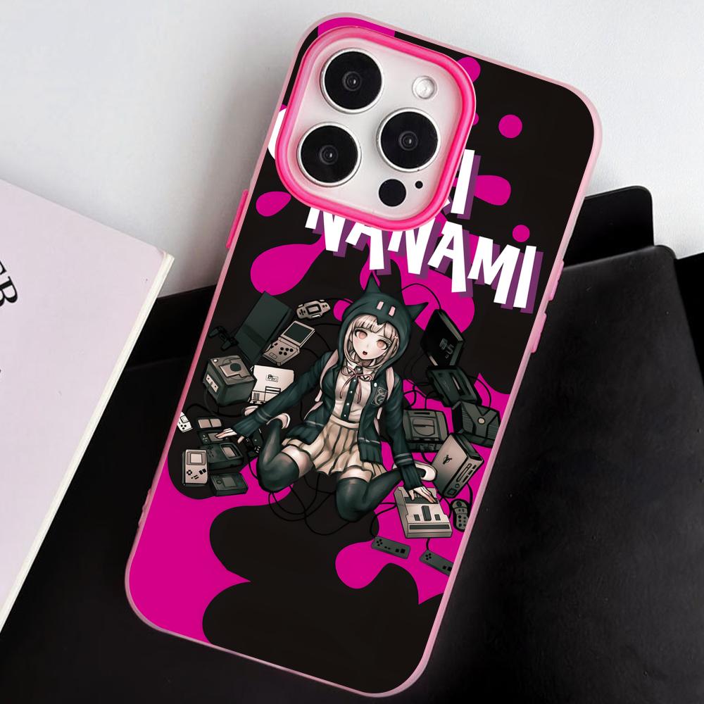 Чехол для телефона Danganronpa Чиаки Нанами для iPhone 17 16 15 14 13 12 11 Air Pro Max Plus Желейный Двухслойный Розово-Красный Чехол