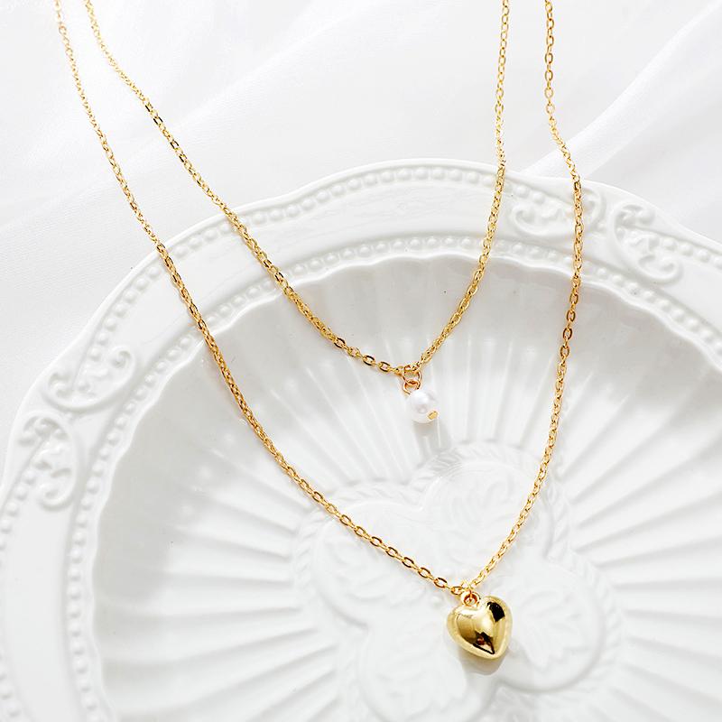 1PC Simple Necklace Collar Jewelry Cloth Accessories Sweet Choker Party Gift European Style Love Heart Imitation Pearl