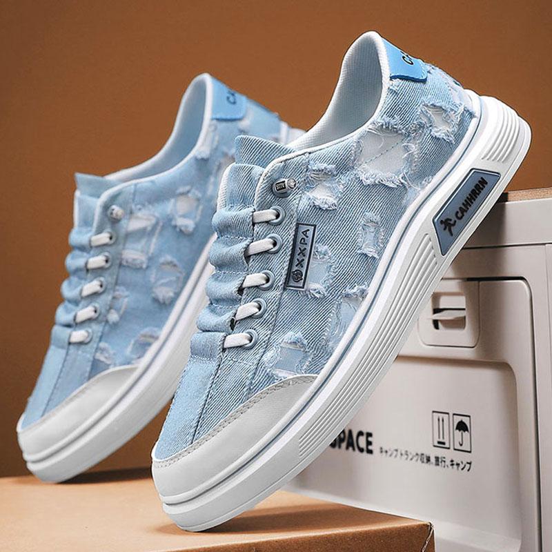 Summer Men Casual Sports Shoes Canvas Retro Breathable Comfortable Anti Slip Thick Platform Outdoor Running Shoes 2026