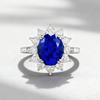 Серебряное кольцо S925 с синим цветком, овальное - Европейский и американский стиль, 2025