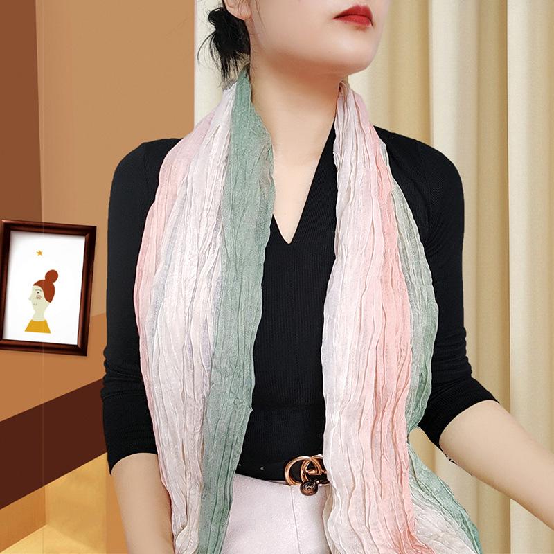 Trendy Gradient Cotton-Linen-Silk Scarf/Shawl for Women - Sun Protection & Dual-Use for All Seasons