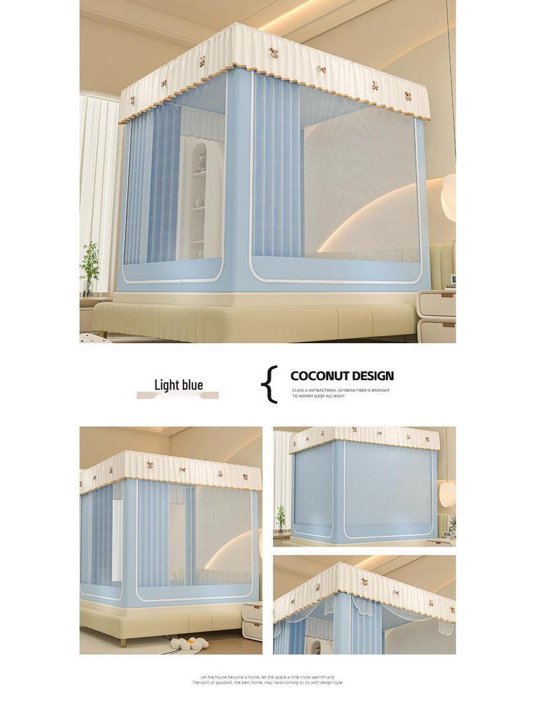 Blackout Anti-Fall Mosquito Net for Beds - Baby-Safe, Warm Bedroom Yurt Tent 