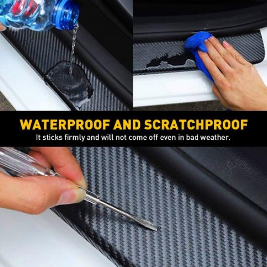Car Guard Rear Bumper Protector Trim Cover Plate Sill Trunk Rubber Pad Kit Black