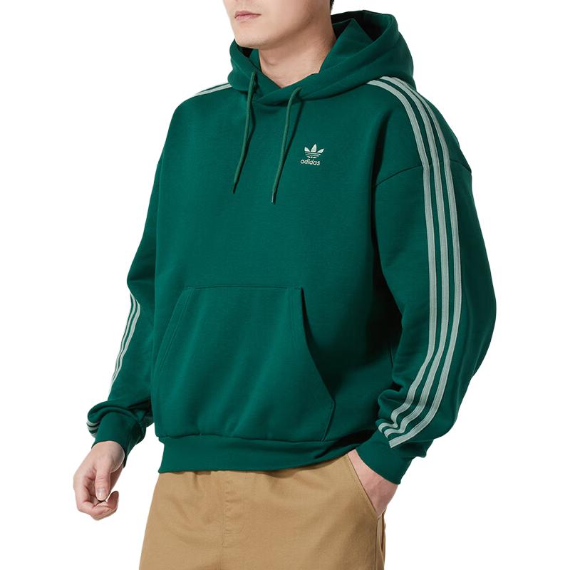 Adidas Оригинальный полосатый дизайн теплый повседневный пуловер с капюшоном мужской свитшот зеленый JP1070