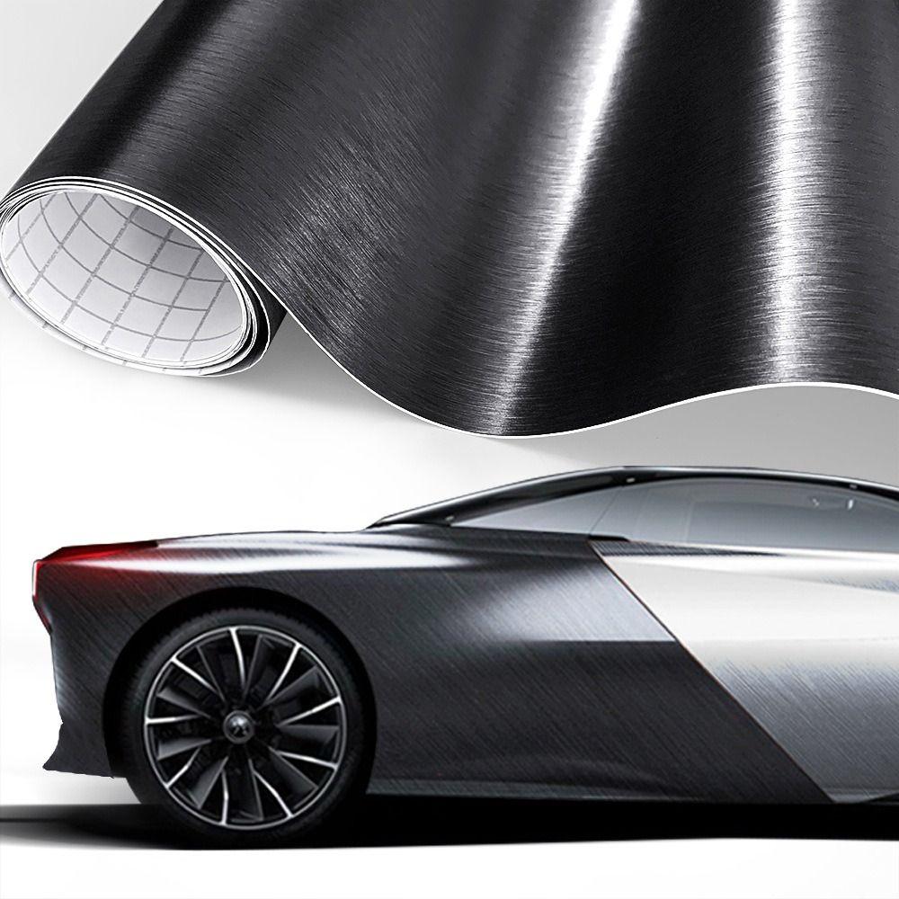 ПВХ Наклейки на Авто Матовые Текстура Brushed Aluminum Водонепроницаемые Металлик Премиум Стайлинг Авто Серебристые Наклейки Крутые Черные Серые