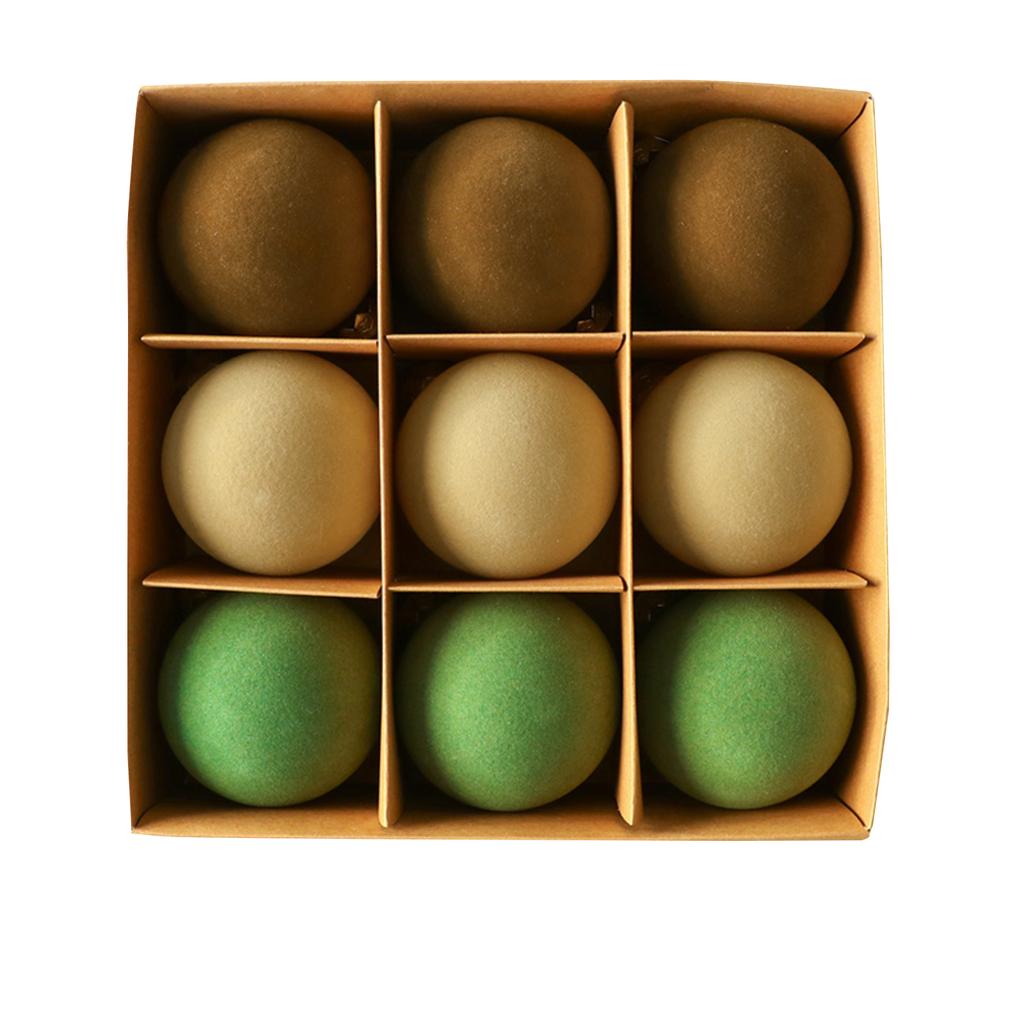 8cm 9pcs Mixed Color Plastic Flocked Christmas Balls, Colorful Hanging Balls, Christmas Tree Ornaments, Boxed, Window Decoration Round Balls