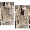 Женская кардиган с капюшоном на молнии, трикотажная куртка, однотонный свитер, повседневная толстовка с капюшоном, теплая трикотажная куртка в стиле Харадзюку на осень и зиму