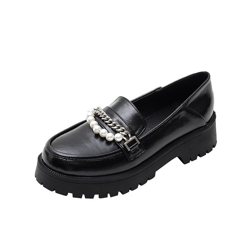 Женские маленькие кожаные туфли, женские туфли на высоком каблуке в британском стиле, женские туфли Мэри Джейн на массивном каблуке с круглым носком