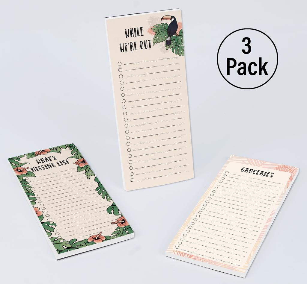 Inkdotpot Pack of 3 Magnetic Fridge To-Do List Notepads- Magnetic Memo Pads For Refrigerator- (50 Sheets