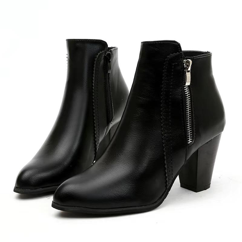 Designer's New Women's Boots Fashion Short Boots Thick Heels Side Zipper Casual Women's Ankle Boots Bottas Mujer2025