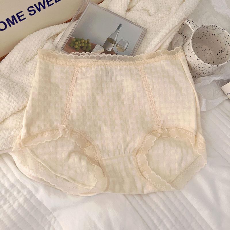 Трусики-треугольники с высокой посадкой вафельной текстуры большого размера, милые, дышащие и облегающие бедра женские трусики