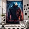 Custom Tapestry Wall Hanging, Friday the 13th Jason Voorhees Personalized Name Text Home Wall Decor