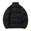 Two Sided Letter Print Thick Fleece Stand Collar Loose Cotton Puffer Jacket For Men Women