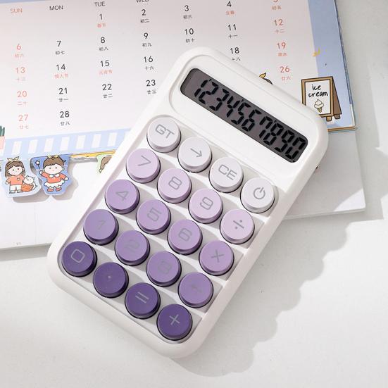 Retro Mechanical Calculator 10-Digit LED Display Calculator with Tilt Screen Tactile Keyboard Student Calculator for Office School