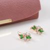 Multi Geometric White Green Zircon Metal Earrings Rose Gold Plated Fashion Women Jewelry