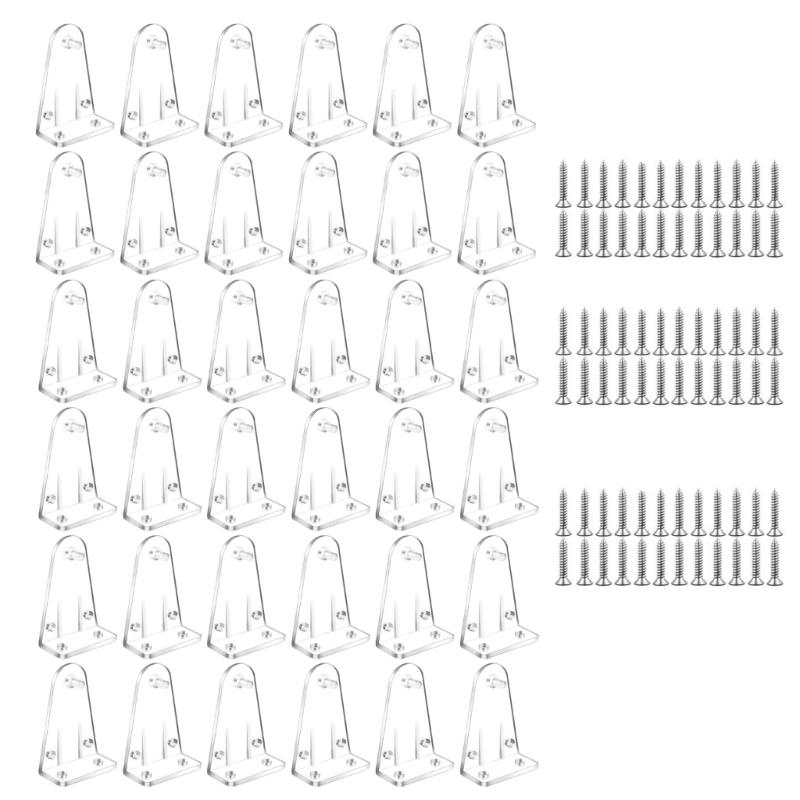 12/36Pcs Clear Blind Hold Down Brackets Drapes Shutters Curtain Bottom Rails Holders Clips Positioning Hook with Screws