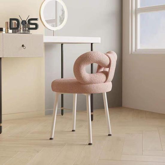 Туалетный столик со спинкой с бантом для гостиной, для женщин и девочек, для спальни, для макияжа, регулируемые подушечки для ног, безрукий туалетный стул, сиденье для бокового столика