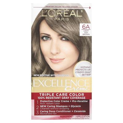 L'Oréal, Excellence Cream, цвет Triple Care, 6A Светло-пепельно-коричневый, 1 раз