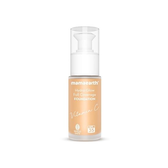 Mamaearth Жидкая тональная основа Hydra-Glow Full Coverage Dewy Finish с витамином С и куркумой - 30 мл|Полное покрытие