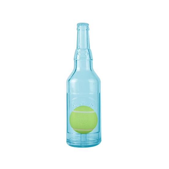Dog Water Bottle Toy Interactive Dog Chew Toy Plastic Squeaky Bottle Teething Toy with Tennis Ball for Aggressive Chewers