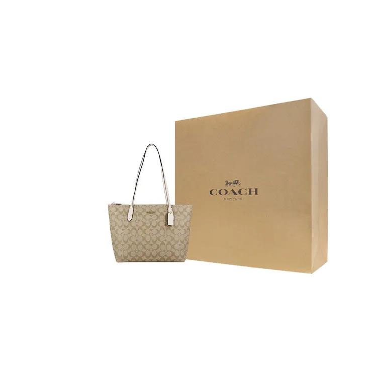 COACH Tote 30 Monogram Tote Shoulder Bag Women's Khaki White (Unisex) Shoulder Bags 4455 IMDQC