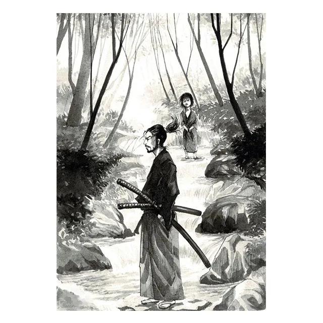 Japan Samurai Musashi Vagabond Black White Canvas Prints Poster Modern Wall Art for Living Room Bedroom Home