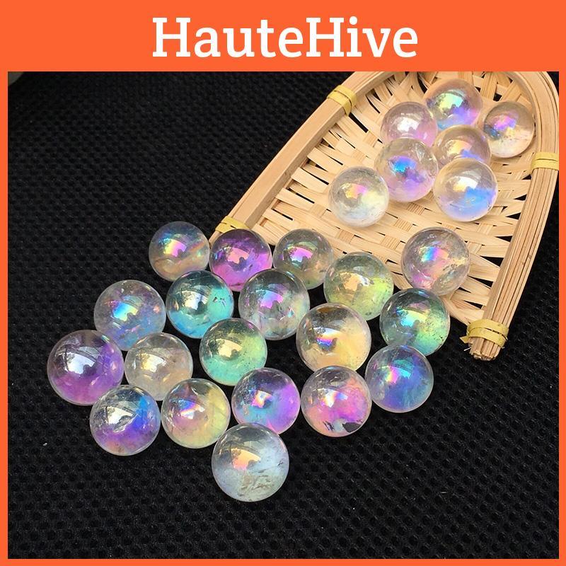 Потрясающий белый шар из титанового кварца с аурой радуги для исцеления и декора