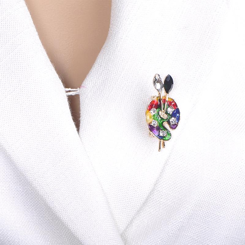 Fashion Brooch Colorful Enamel Artist Decorative Palette Badge Unisex Children Dress Costume Sweater Bag Lapel Pins