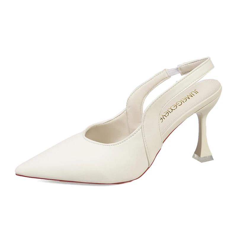 Мода 2025 Новые летние туфли-слипоны на высоком каблуке, женские, сексуальные слинги, офисная и деловая мода, бестселлер, сандалии с закрытым носком zapatos Mujer