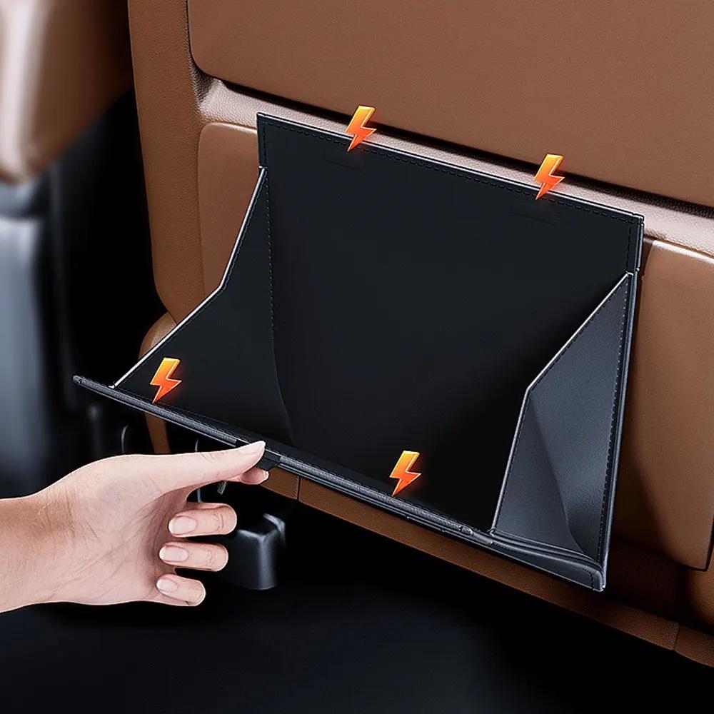 Magnetic Hanging Car Garbage Bag PU Leather Waterproof Trash Can Accessories Back Seat Storage Pocket Leak-proof