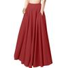 Spring New Women's Elastic Waist Pocket Solid Color Breathable Half Body Pleated Skirt Micro Elastic Polyester Long Dresses