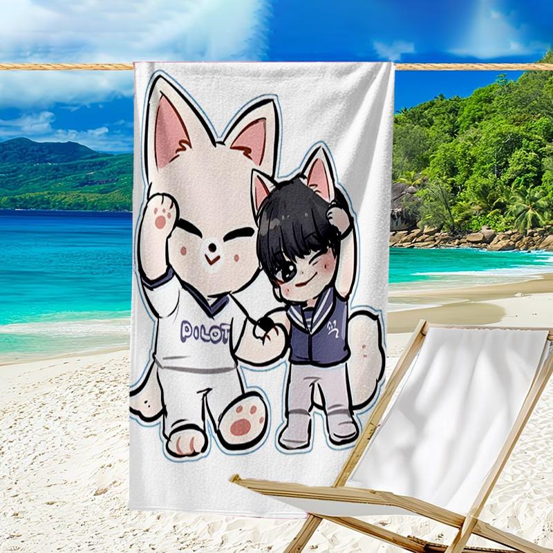 1pc Kpop Team6 Beach Towel, Beach and Seaside Swimming Pool Equipment, Fashion Pattern, Rectangular, Travel Essentials