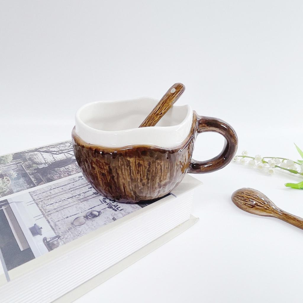 Ретро-ручная вымеска нестандартной формы керамическая кружка кокосовая чашка кофейная чашка овсянка завтрак вода чашка