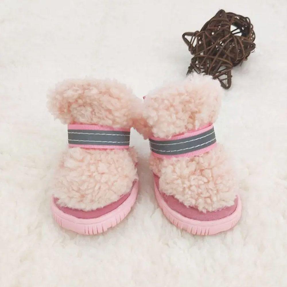 4Pcs Anti-Slip Dog Shoes Anti-Scratch Snow Boots Cozy Winter Boots Small Dog