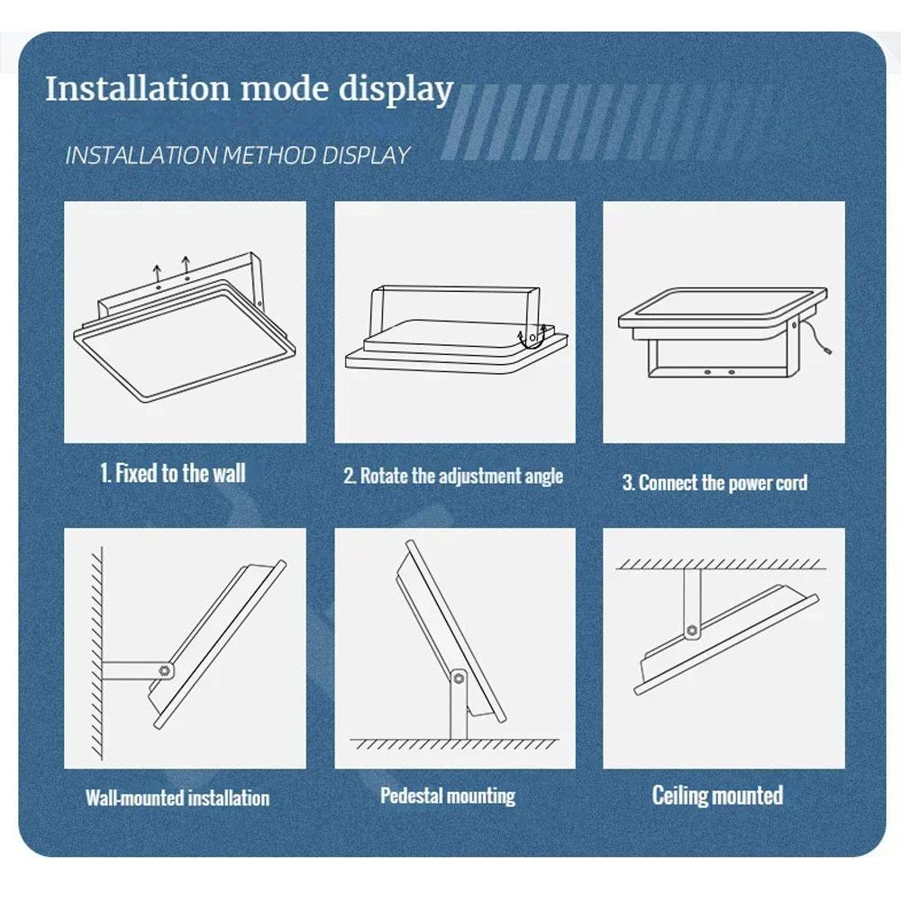 AC220V LED Flood Light Spotlight IP66 Waterproof Outdoor Garden Porch Courtyard Lamp  6500K Garage Gate Wall Lamps 100W 150W 200W