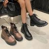 Fashion New Round Toe Lace-up Sexy Thick Sole Casual Work Boots Winter Side Zipper Comfortable Non-slip Riding Boots for Women