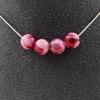 Stones and Minerals. Necklace 4 Beads Red Cracked Agate 8 Mm Stainless Steel Chain.