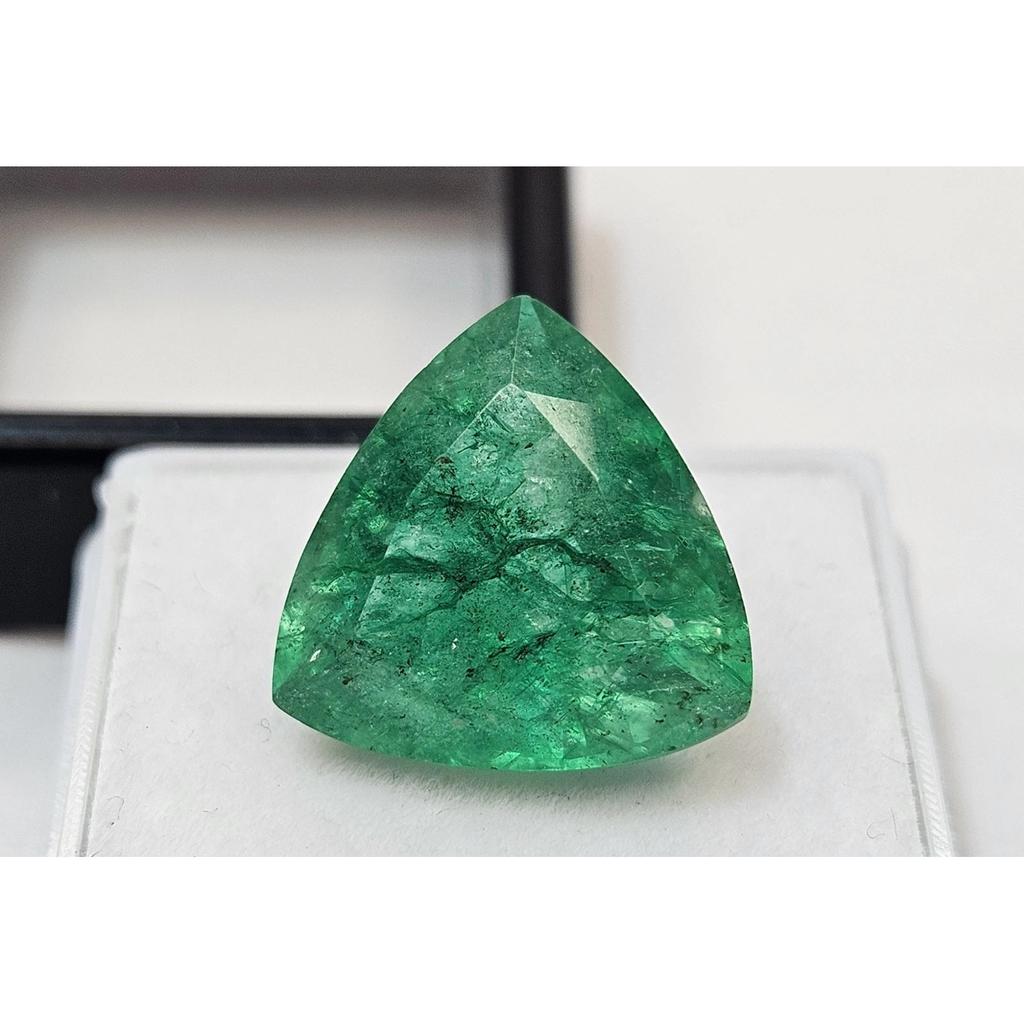 Certified Emerald Colombian Green Trillion Cut 10-11 Ct Stunning Loose Gemstone