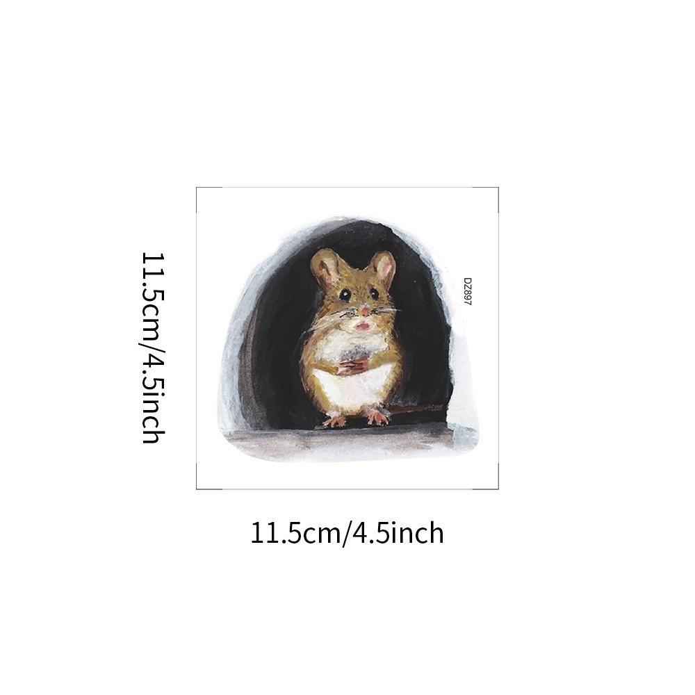 Cartoon Pattern Mouse Hole Wall Sticker Mouse Hole Printed Mouse Hole Decal Living Room Decoration