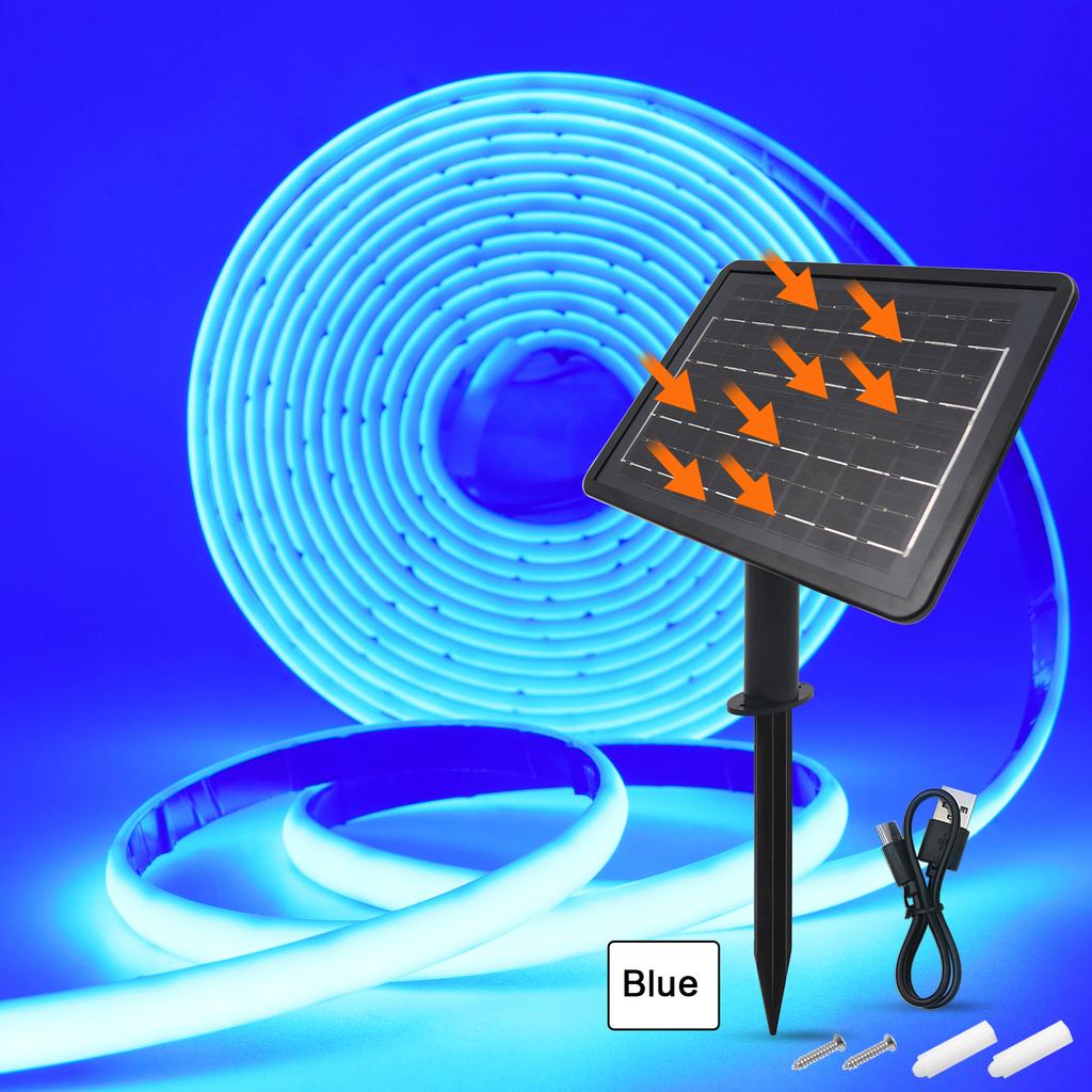 Solar COB Neon Light Strip 24V Ribbon Tape High Density Waterproof Red Green Blue Warm Natural White 320LEDs/M Flex Garden Decor